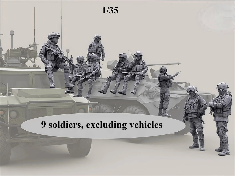 1/35 Modern Tactical Soldiers Urban Assault, 9 Figures, Resin Model Figure Kit, Unassembled and Unpainted