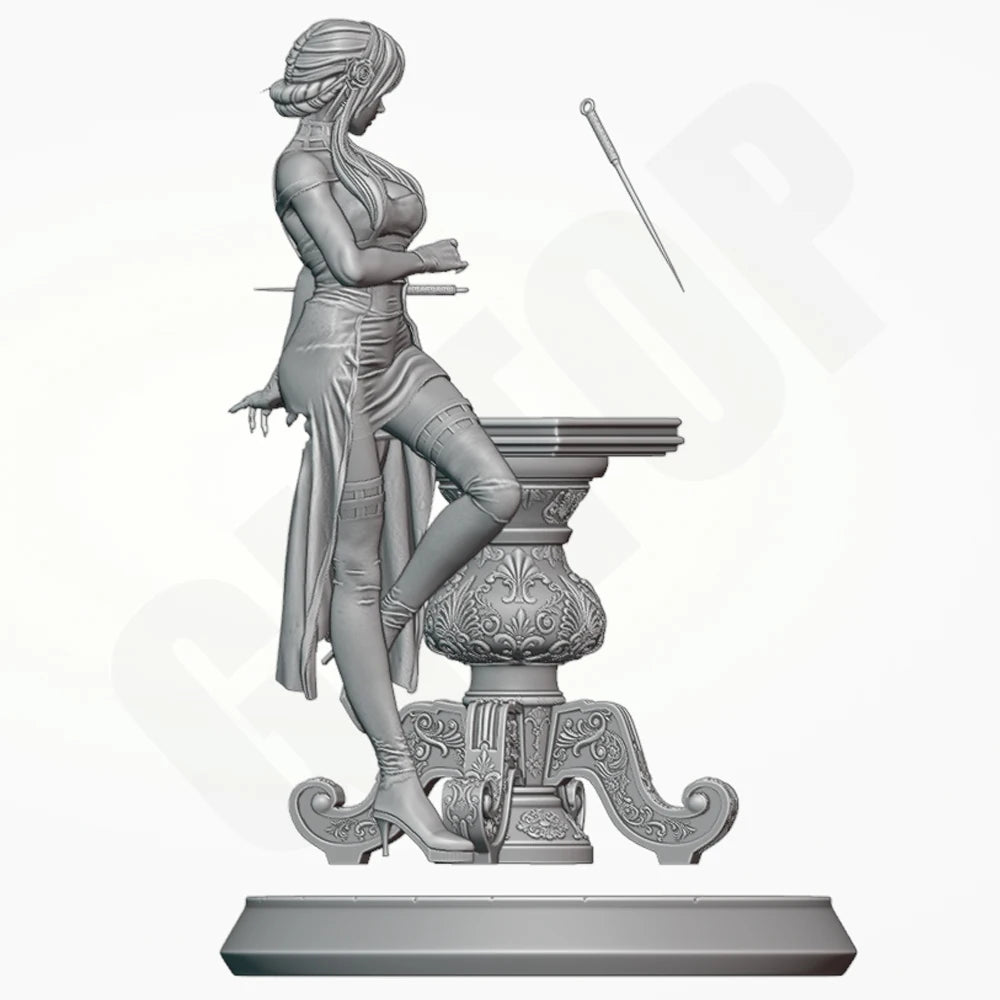 1/24 Female Warrior with Polearm and Gold Band, Resin Model Figure Kit, Unassembled and Unpainted
