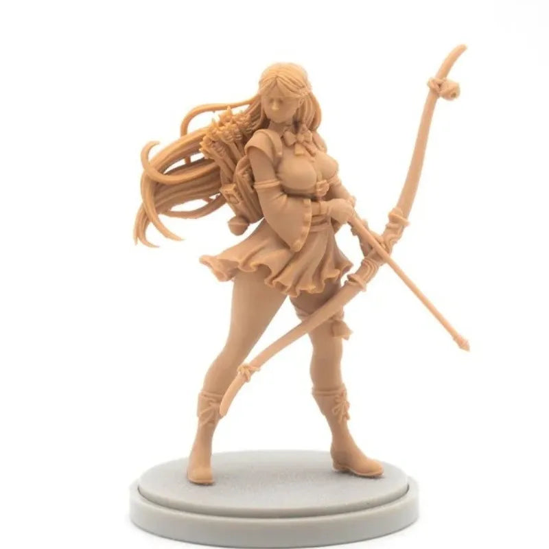 30mm Female Miko Warrior, Resin Model Figure Kit, Anime Theme, Unassembled and Unpainted
