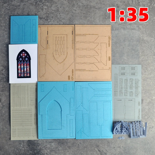 1/35 Medieval Gothic Chapel, Resin Model Diorama Kit, Unassembled and Unpainted