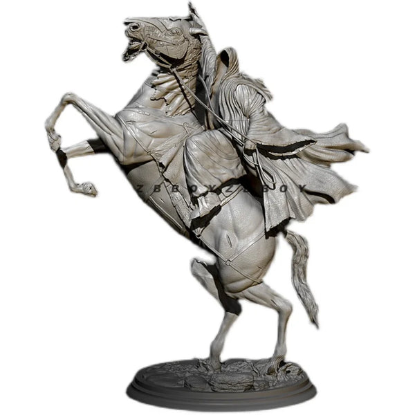 1/24 Knight on Rearing Horse with Billowing Cape, Resin Model Figure Kit, Fantasy Theme, Unassembled and Unpainted