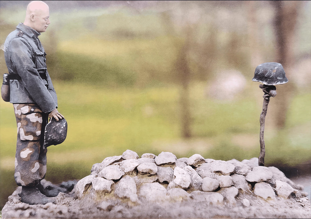 1/35 WWII Combat Scene, 3 Figures, Resin Model Diorama Kit, Unassembled and Unpainted