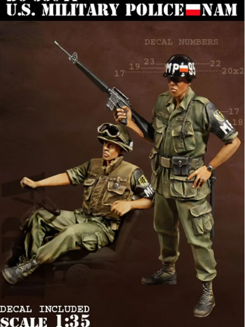 1/35 WWII Allied U.S. Military Police, 2 Figures, Resin Model Figure Kit, Unassembled and Unpainted