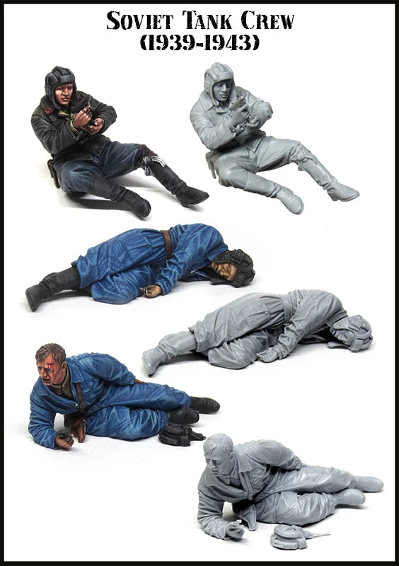1/35 WWII Soviet Tank Crew Prone and Crawling, 6 Figures, Resin Model Figure Kit, Unassembled and Unpainted