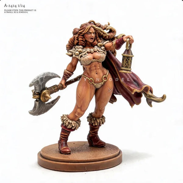 1/24 Female Barbarian, Resin Model Figure Kit, Fantasy Theme, Unassembled and Unpainted
