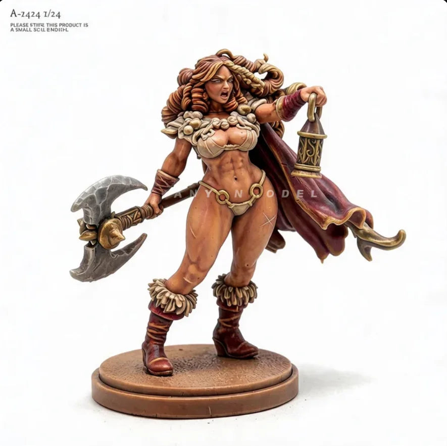 1/24 Female Barbarian, Resin Model Figure Kit, Fantasy Theme, Unassembled and Unpainted