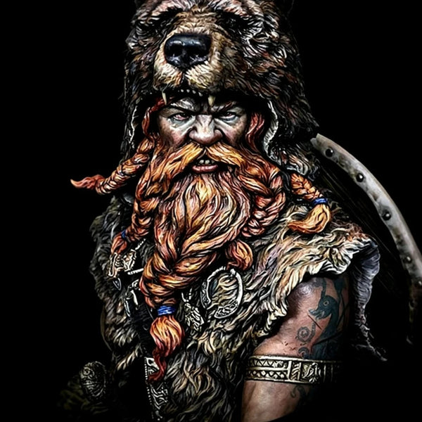 1/10 Medieval Norse Bear Warrior, Resin Model Bust Kit, Unassembled and Unpainted