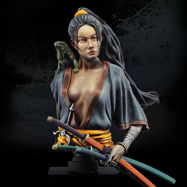 1/10 Sorceress with Long Hair and Curved Blades, Resin Model Bust Kit, Fantasy Theme, Unassembled and Unpainted