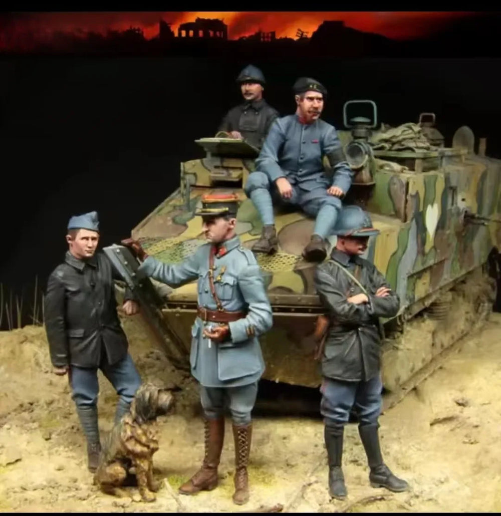 1/35 WWI Officers & Soldiers, Resin Model Figure Kit, Unassembled and Unpainted