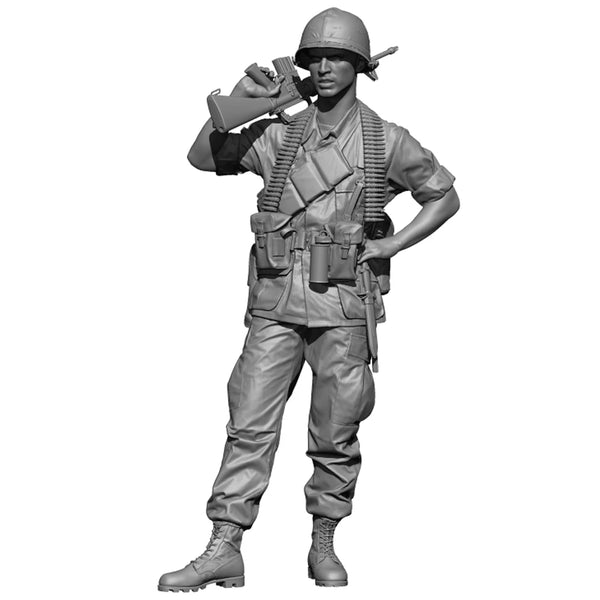 1/35 Vietnam War U.S. Machine Gunner with Ammo Belt, Resin Model Figure Kit, Unassembled and Unpainted