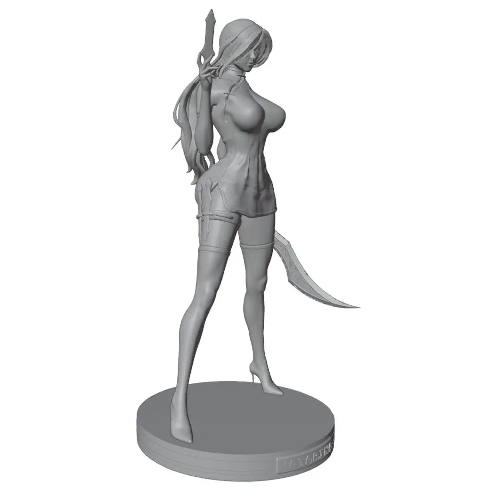 1/24 Female Warrior with Scimitar and Staff, Resin Model Figure Kit, Fantasy Theme, Unassembled and Unpainted