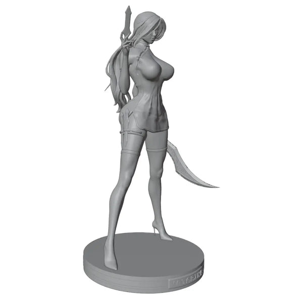 1/24 Female Warrior with Scimitar and Staff, Resin Model Figure Kit, Fantasy Theme, Unassembled and Unpainted
