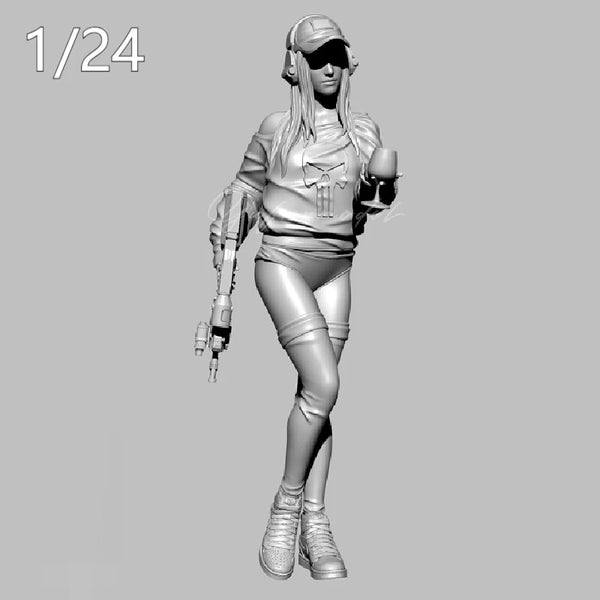 1/24 Modern Tactical Female Operator, Resin Model Figure Kit, Unassembled and Unpainted