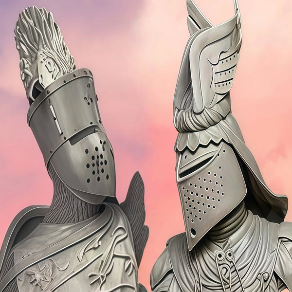 1/24 Medieval Demonic Dark Fantasy Warriors, 2 Figures, Resin Model Figure Kit, Unassembled and Unpainted