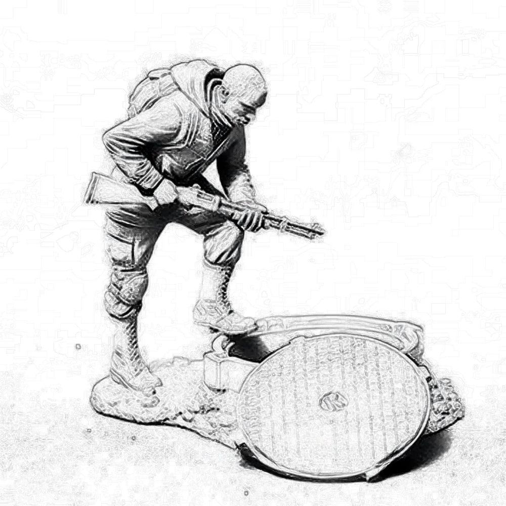 54mm WWI Scout with Rifle, Resin Model Figure Kit, Unassembled and Unpainted