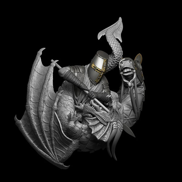 1/16 Ancient St. George and the Dragon, Resin Model Bust Kit, Unassembled and Unpainted