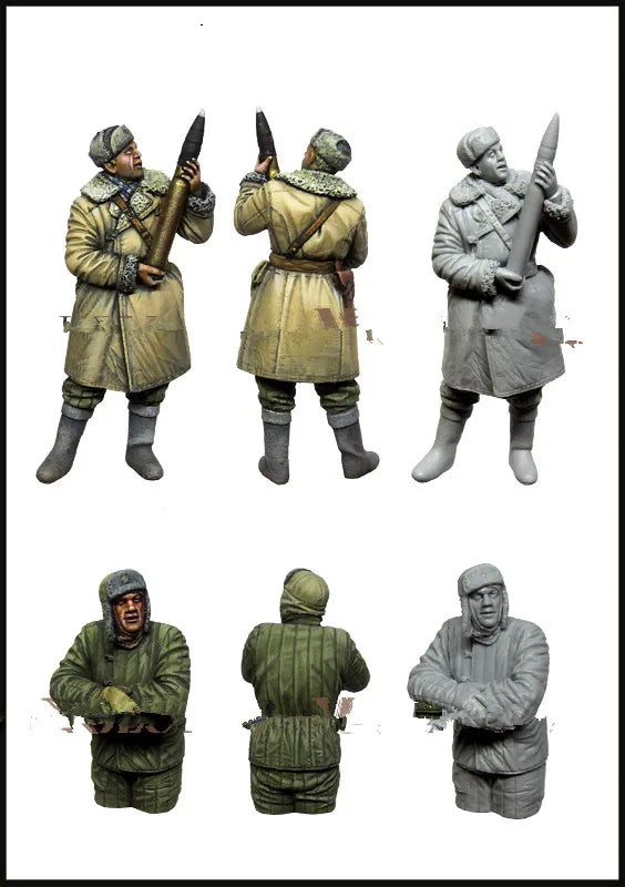 1/35 WWI Russian Infantry in Greatcoats with Bayonets, 2 Figures, Resin Model Figure Kit, Unassembled and Unpainted