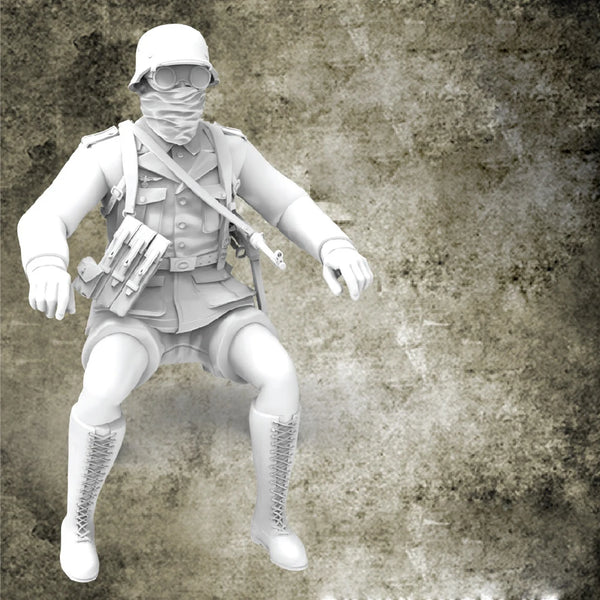 1/35 WWII German DAK Soldier Charging Forward, Resin Model Figure Kit, Unassembled and Unpainted