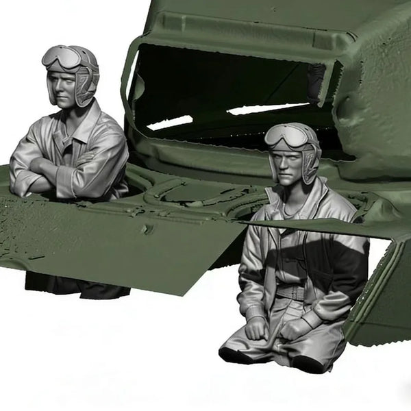 1/16 WWII US Tank Crew Varied Positions, 2 Figures, Resin Model Figure Kit, Unassembled and Unpainted