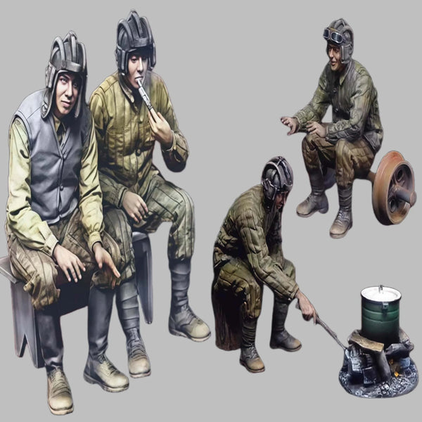 1/35 WWI British Infantry and Nursing Staff, 4 Figures, Resin Model Figure Kit, Unassembled and Unpainted