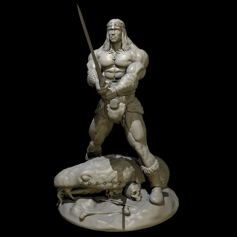 75mm Barbarian Fantasy Warrior, Resin Model Figure Kit, Fantasy Theme, Unassembled and Unpainted