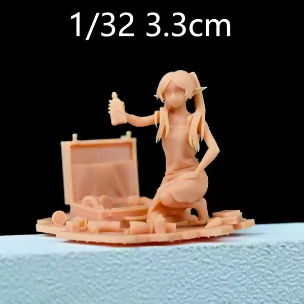 1/64 Girl with Fantasy Aesthetic, Resin Model Figure Kit, Anime Theme, Unassembled and Unpainted