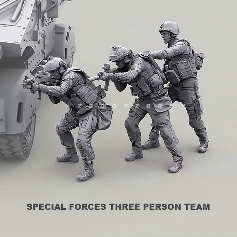1/35 Modern Special Forces: Three-Person Combat Team, 3 Figures, Resin Model Figure Kit, Unassembled and Unpainted