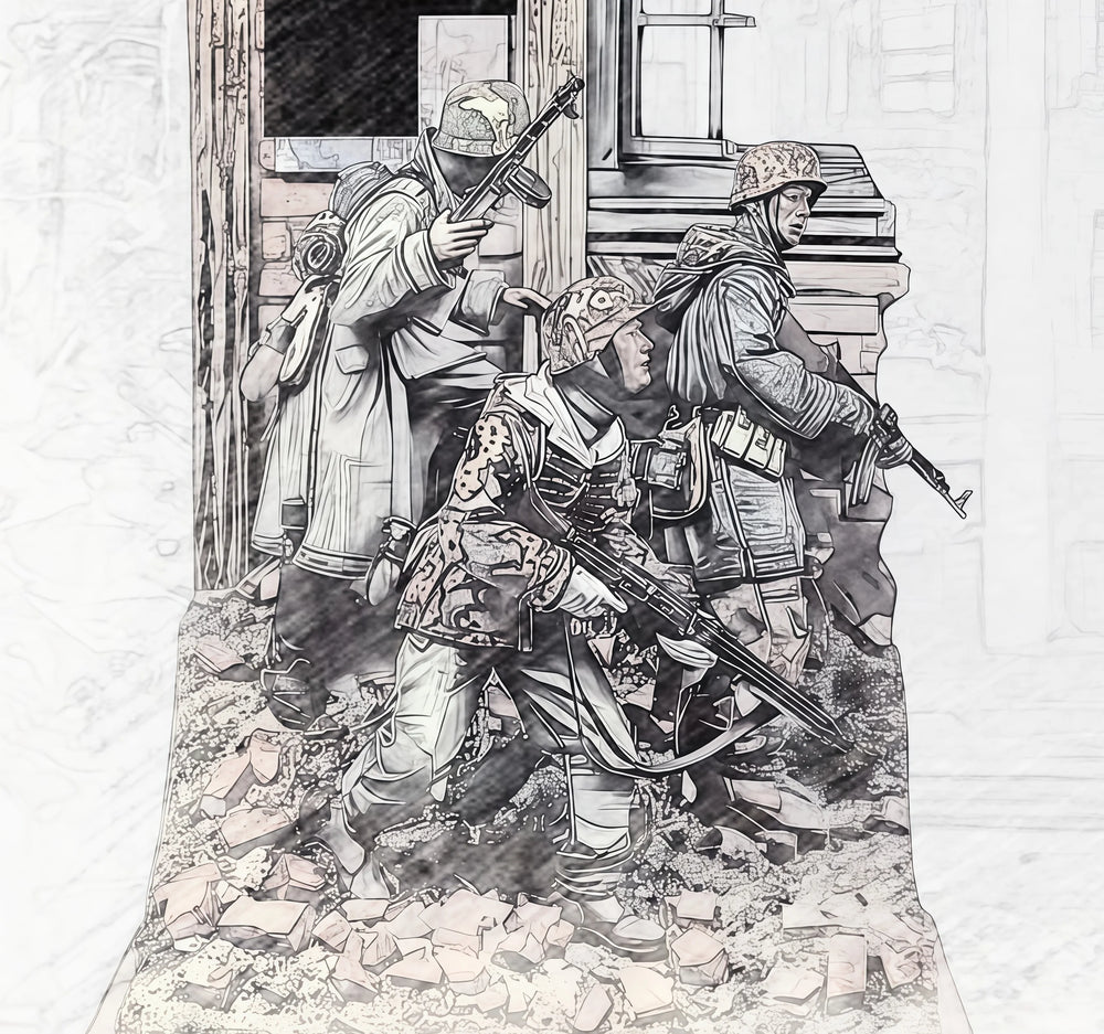 1/35 WWII German Infantry Urban Assault, 3 Figures, Resin Model Figure Kit, Unassembled and Unpainted