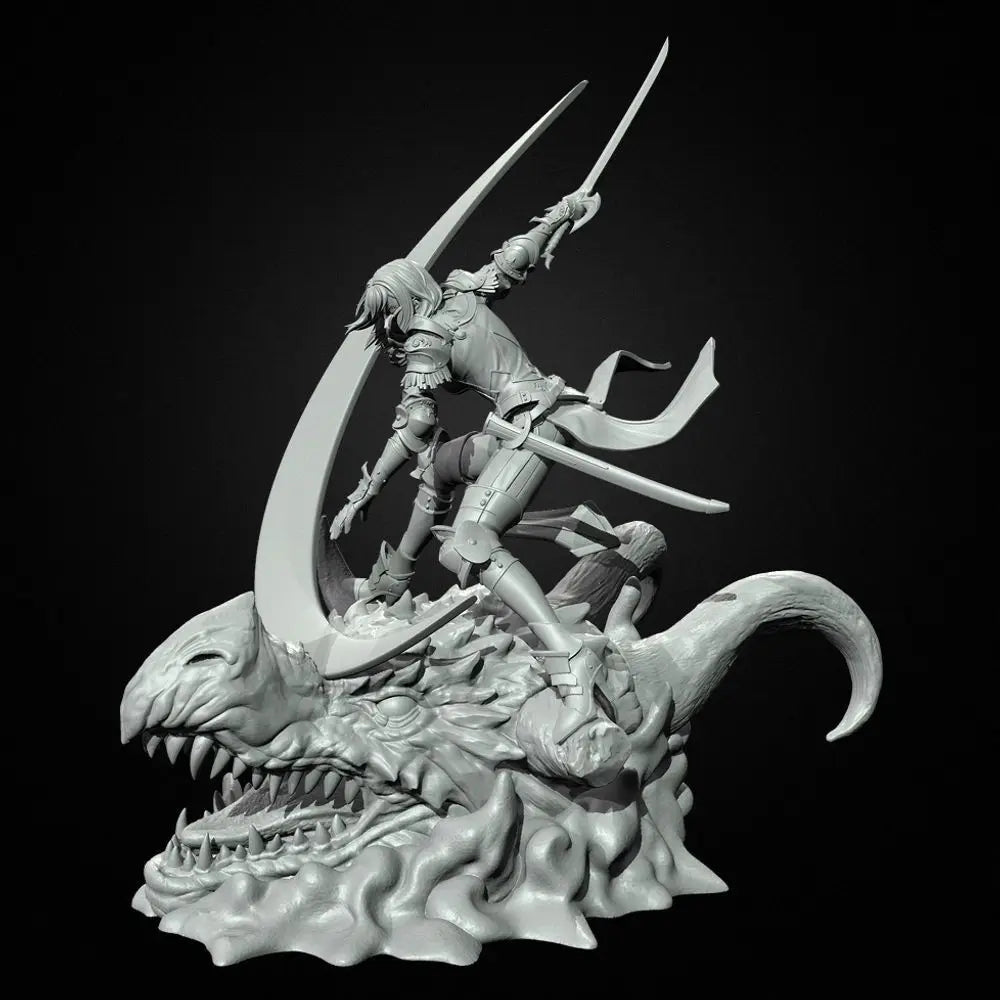 80mm Female Witch Swordsman, Resin Model Figure Kit, Fantasy Theme, Unassembled and Unpainted