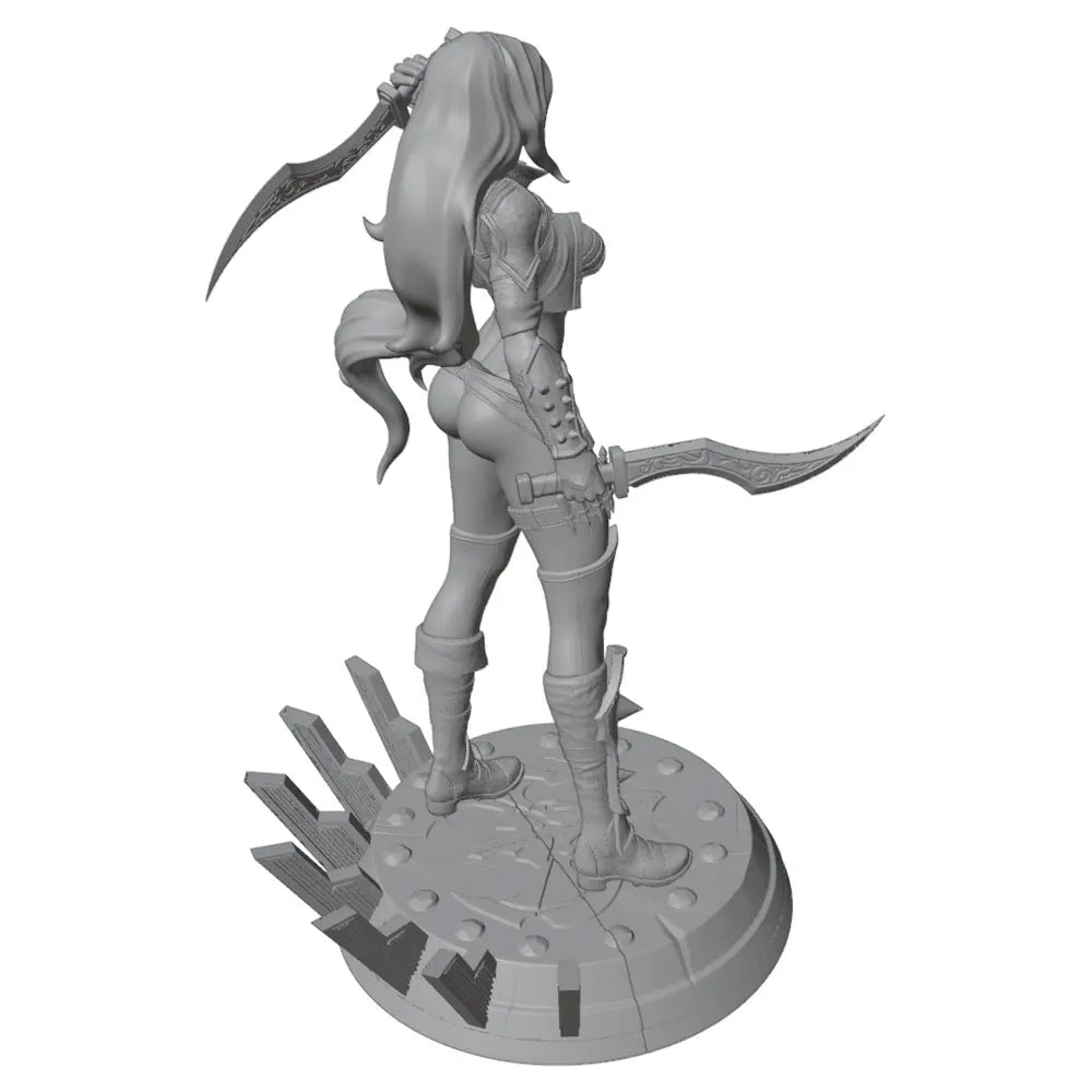 1/24 Female Warrior with Dual Swords, Resin Model Figure Kit, Fantasy Theme, Unassembled and Unpainted