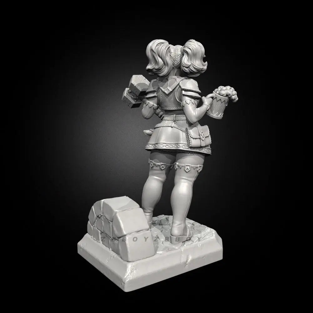50mm Female Dwarf Warrior, Resin Model Bust Kit, Fantasy Theme, Unassembled and Unpainted