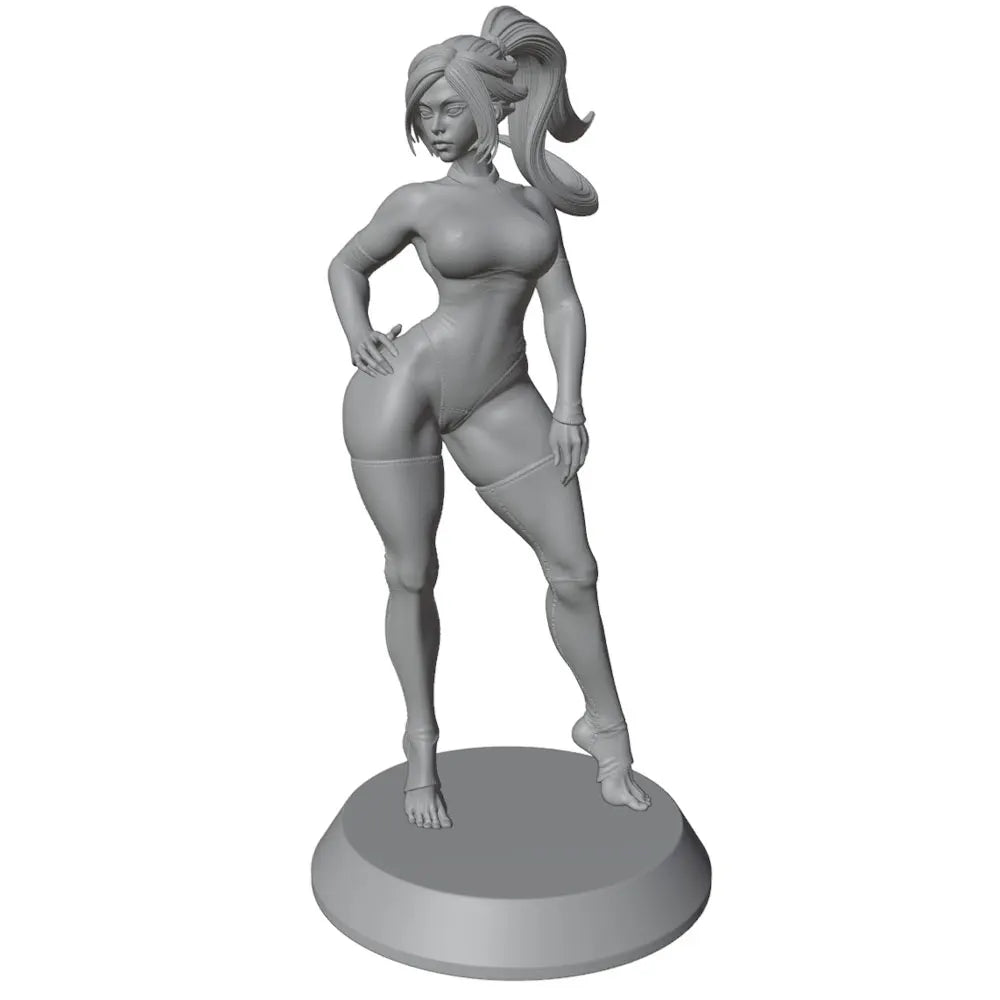 75mm Confident Woman with Long Flowing Hair, Resin Model Figure Kit, Unassembled and Unpainted