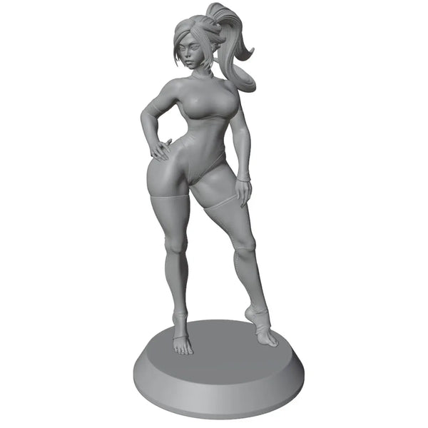 75mm Confident Woman with Long Flowing Hair, Resin Model Figure Kit, Unassembled and Unpainted