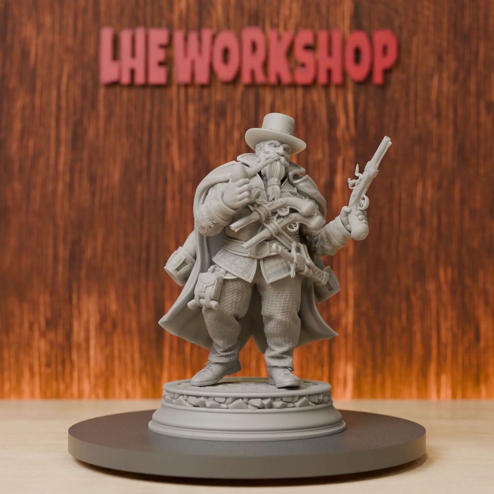 75mm Dwarf Gunslinger, Resin Model Figure Kit, Fantasy Theme, Unassembled and Unpainted