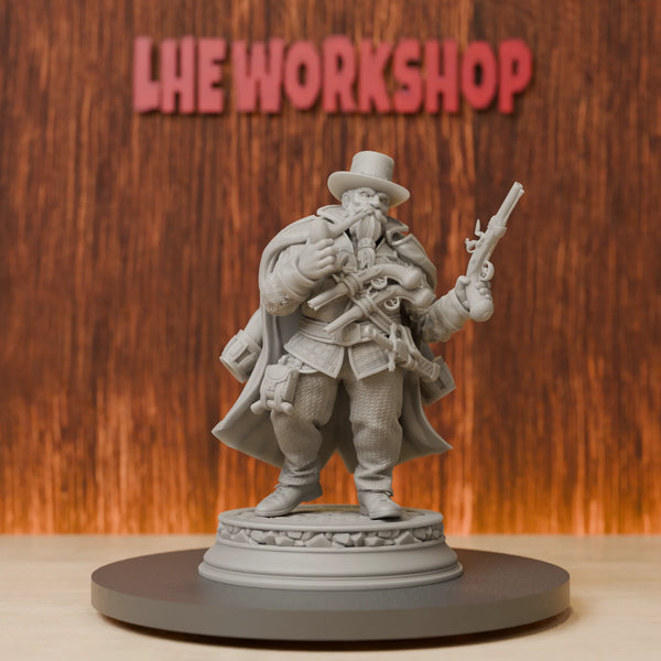 75mm Dwarf Gunslinger, Resin Model Figure Kit, Fantasy Theme, Unassembled and Unpainted