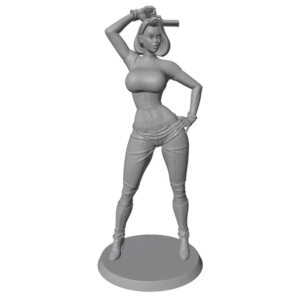1/24 Female Tactical Operator with Rifle, Resin Model Figure Kit, Unassembled and Unpainted
