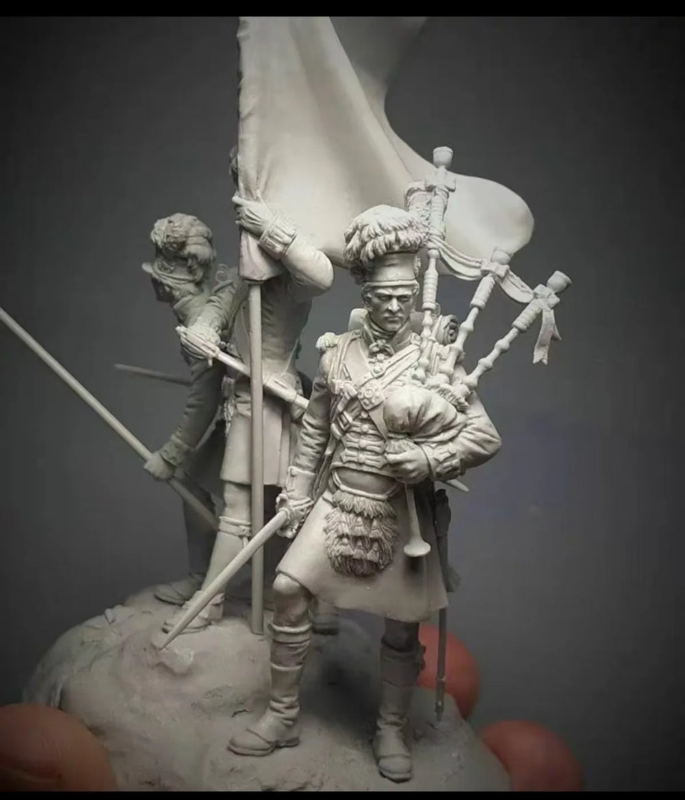 54mm Medieval Fantasy Warrior Command Group, 4 Figures, Resin Model Figure Kit, Unassembled and Unpainted