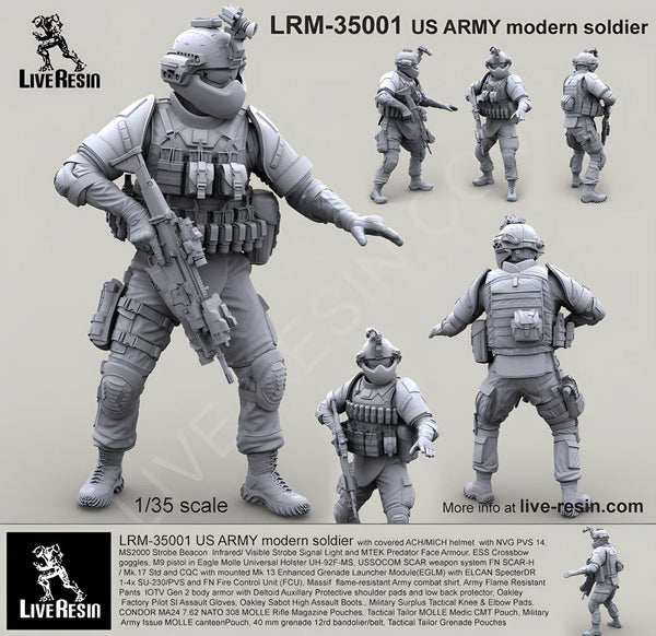 1/35 Modern US Army Soldier Pointing, Resin Model Figure Kit, Unassembled and Unpainted