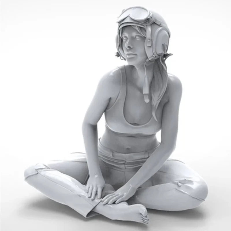 1/35 Modern Aviator Pilot in Casual Seated Pose, Resin Model Figure Kit, Unassembled and Unpainted