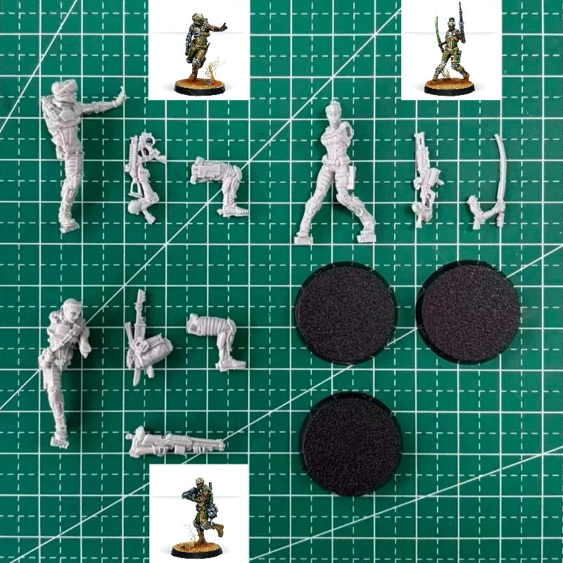 28mm Modern Tactical Soldiers Combat Set, 14 Figures, Resin Model Figure Kit, Unassembled and Unpainted