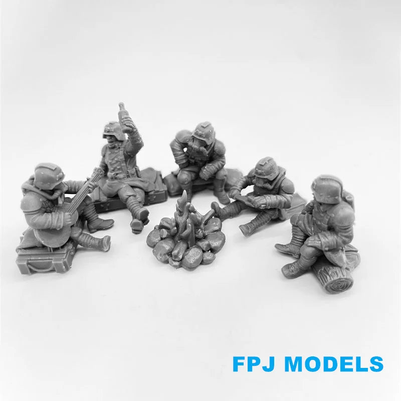 28mm WWII Soviet Soldiers, 5 Figures, Resin Model Figure Kit, Unassembled and Unpainted