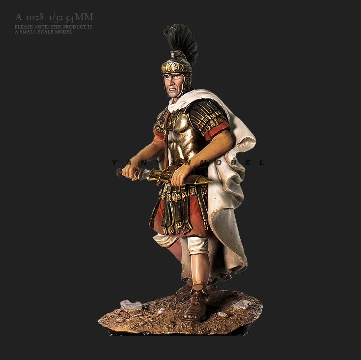 54mm Ancient Roman Centurion with White Cloak, Resin Model Figure Kit, Unassembled and Unpainted
