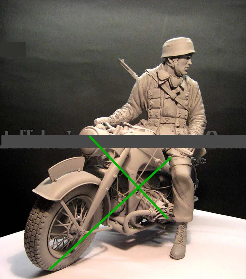 1/9 WWI Soldier on Motorcycle, Resin Model Figure Kit, Unassembled and Unpainted