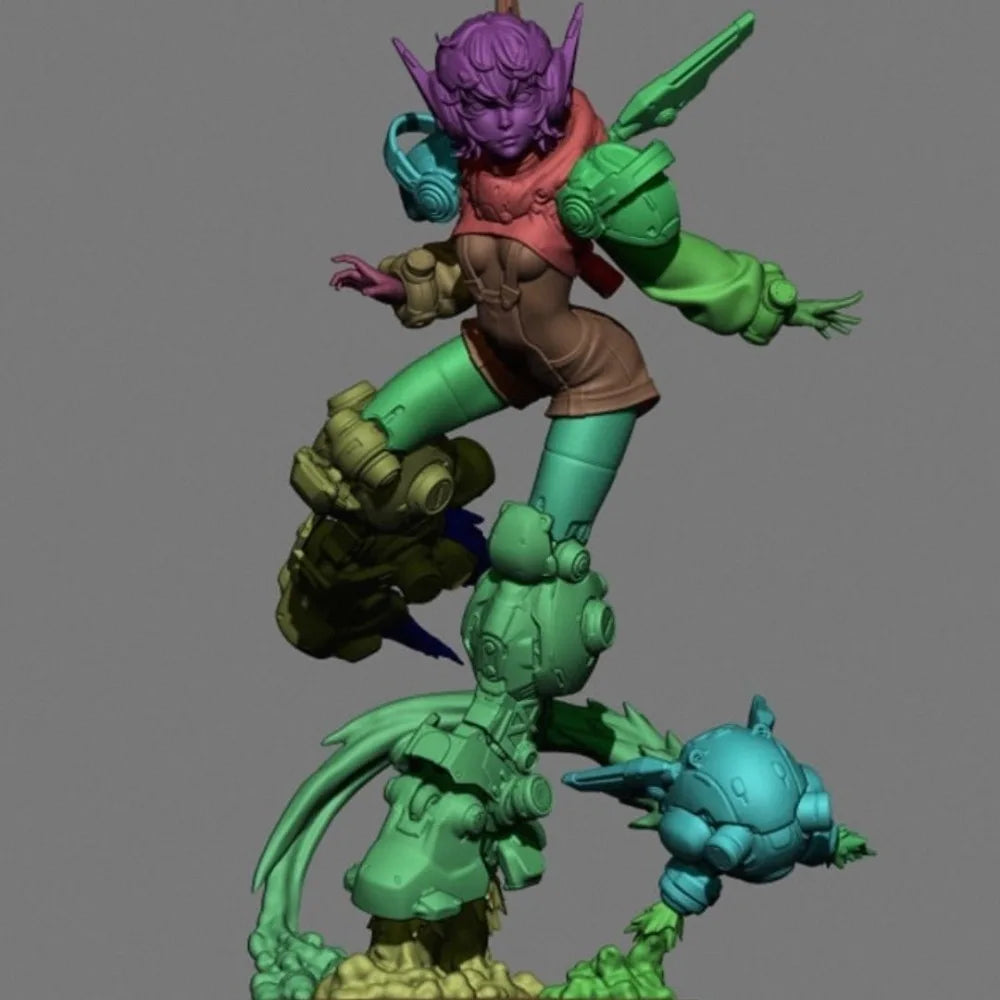 120mm Mechanical Girl Warrior, Resin Model Figure Kit, Fantasy Theme, Unassembled and Unpainted