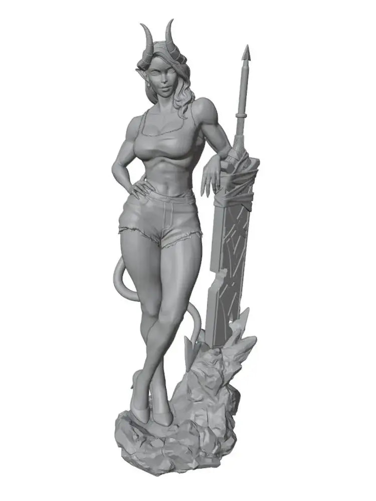 1/24 Demon Warrior with Horns and Great Sword, Resin Model Figure Kit, Fantasy Theme, Unassembled and Unpainted