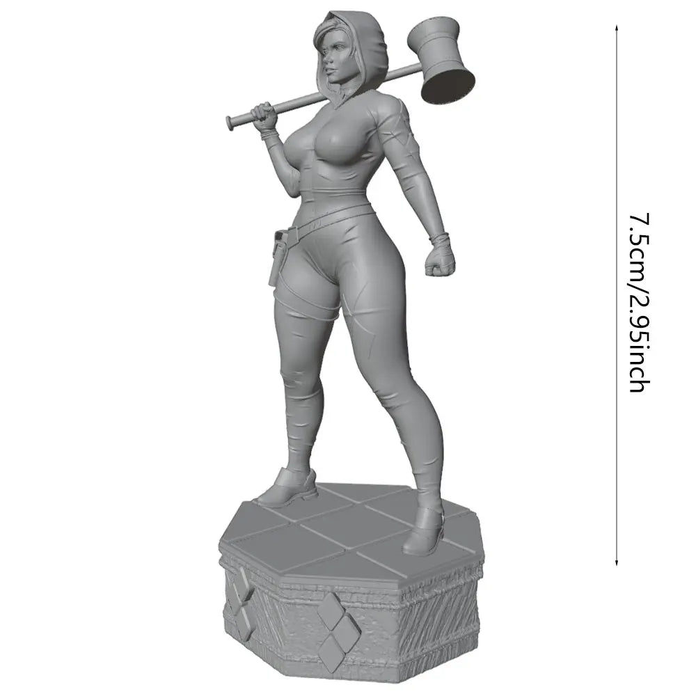 75mm Female Warrior with Axe, Resin Model Figure Kit, Unassembled and Unpainted