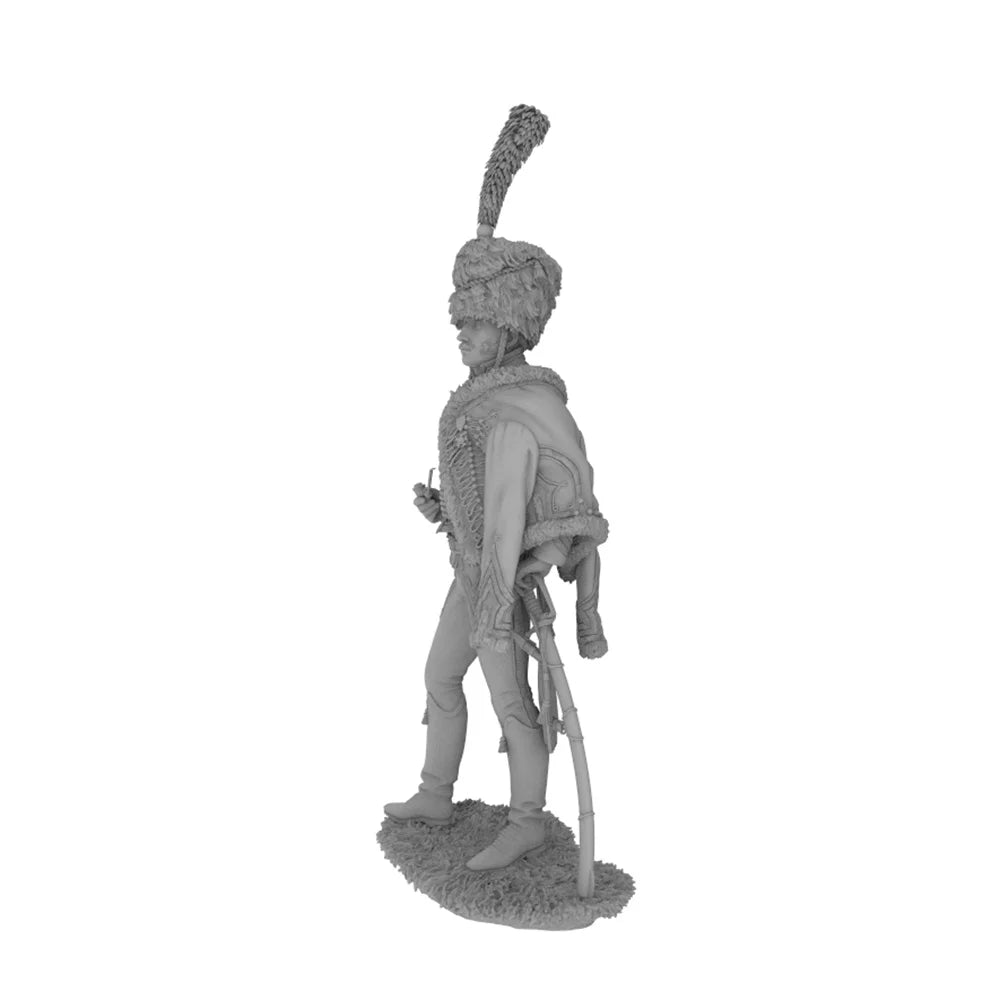 1/24 Napoleonic Officer Bearskin Hat with Gold Frogging, Resin Model Figure Kit, Unassembled and Unpainted