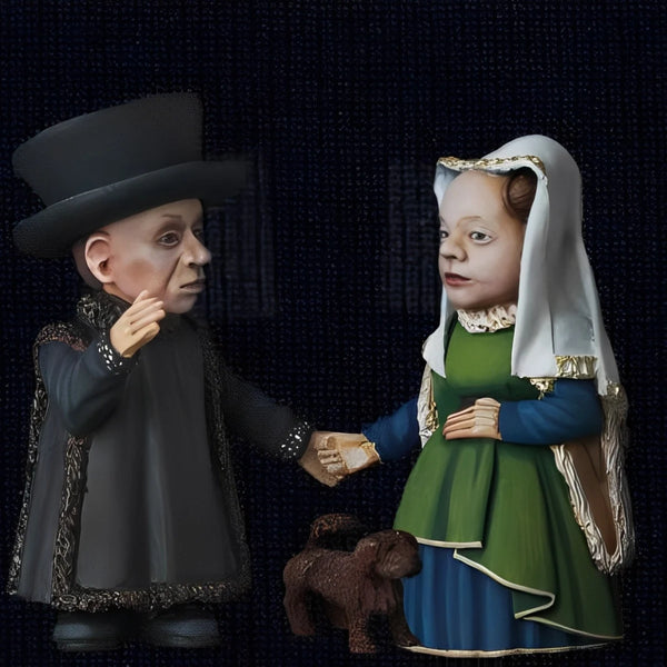 50mm Medieval Renaissance Arnolfini Couple with Dog, 3 Figures, Resin Model Figure Kit, Unassembled and Unpainted