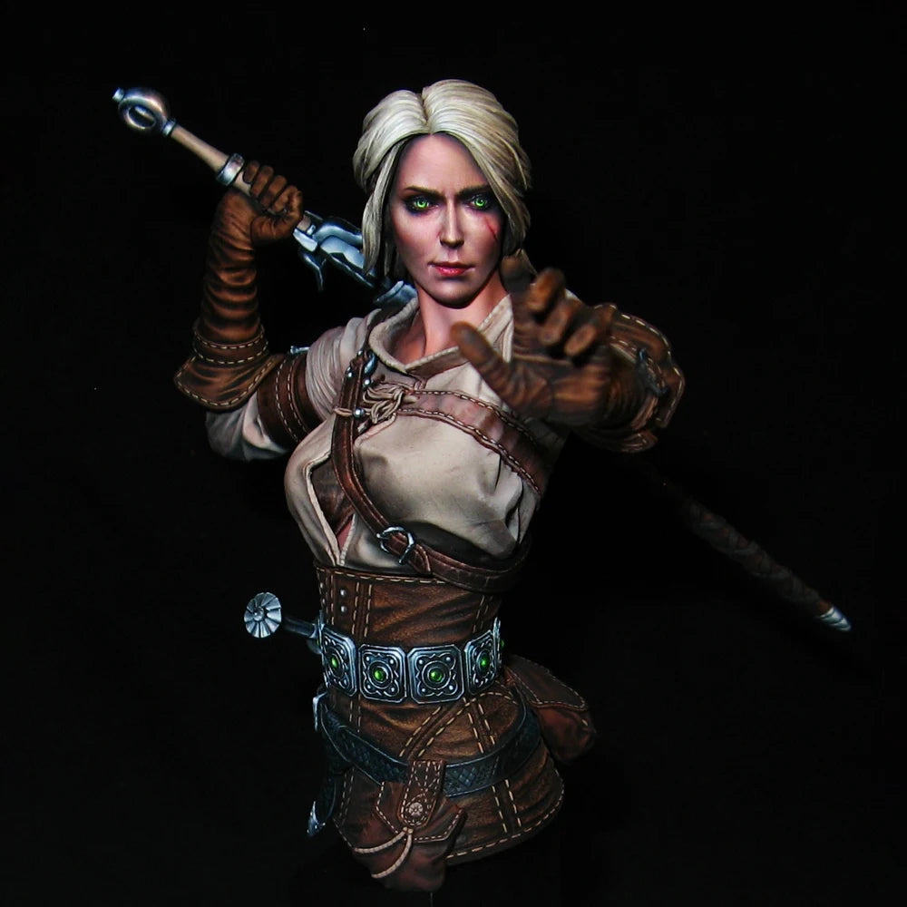 130mm Female Warrior with Dual Weapons, Resin Model Figure Kit, Fantasy Theme, Unassembled and Unpainted