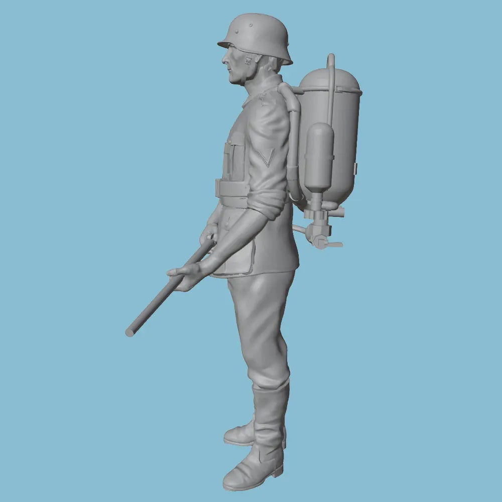 1/24 WWII British Infantryman with Gas Mask Canister, Resin Model Figure Kit, Unassembled and Unpainted